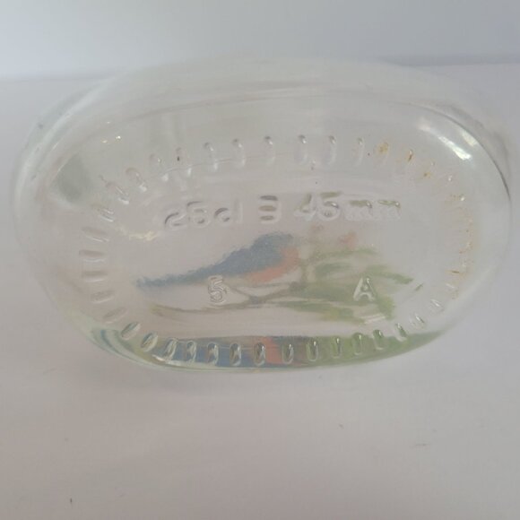 Vintage Clear Glass Bottle With Bluebird Design - Picture 5 of 6